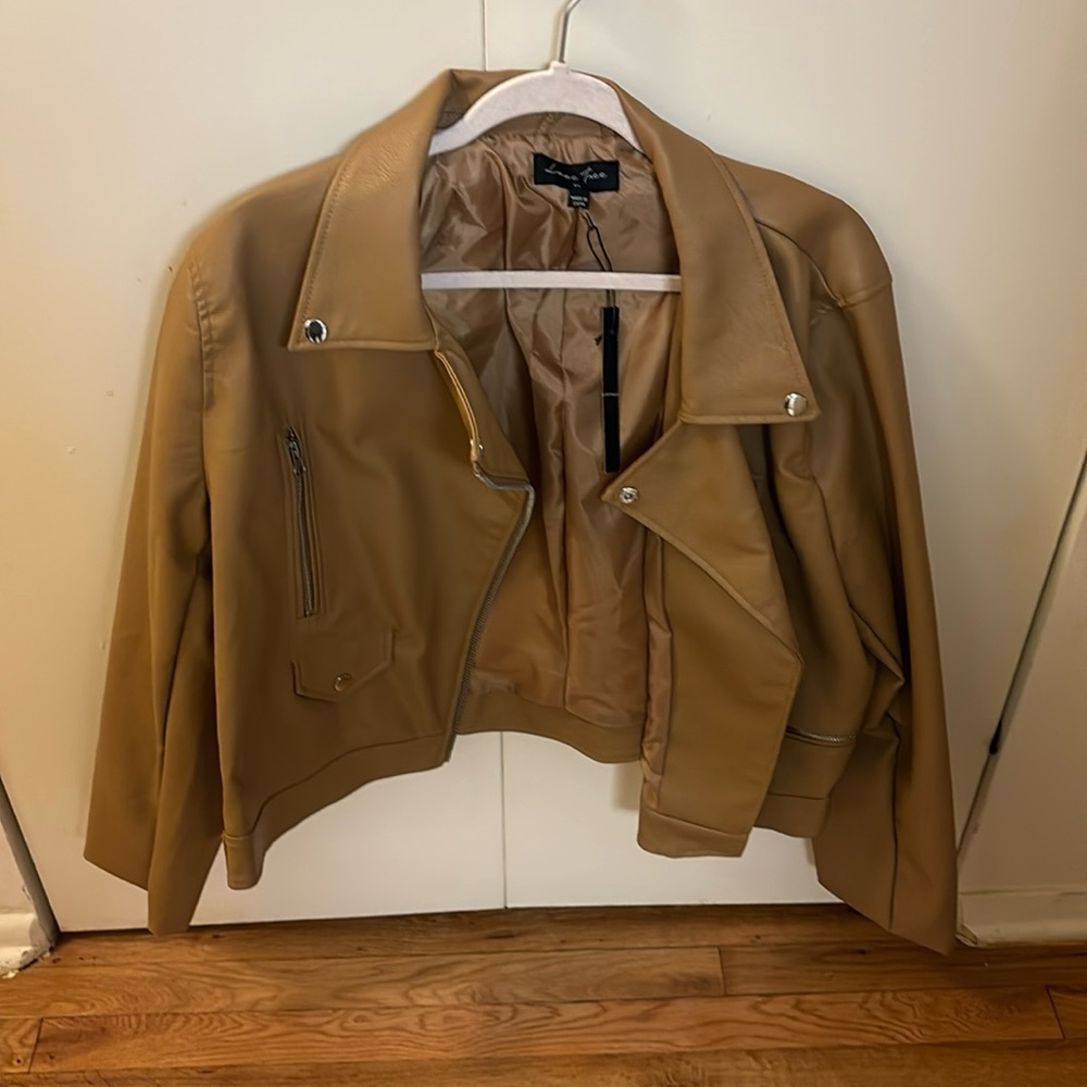 Mustard faux leather jacket plus size